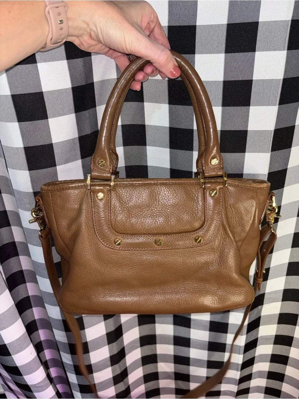 Tory Burch Amanda Brown Pebbled Leather Mini Satchel